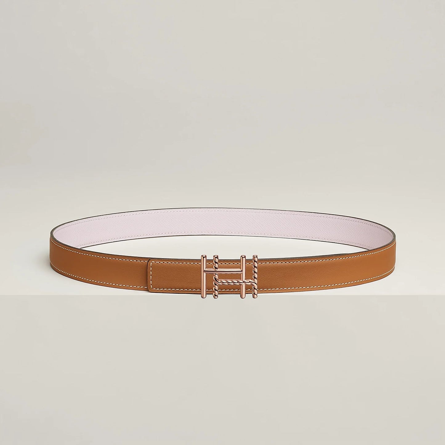 H AU CARRE TWIST BELT BUCKLE & REVERSIBLE LEATHER STRAP 24 MM