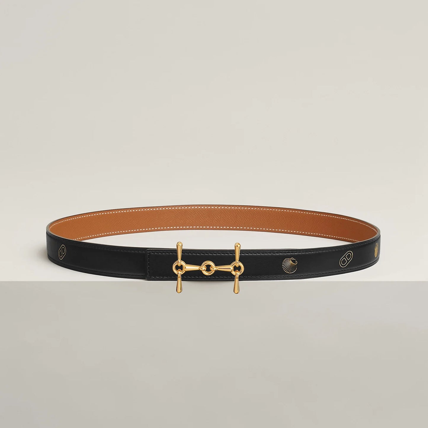 H EQUESTRE BELT BUCKLE & REVERSIBLE LEATHER STRAP 24 MM