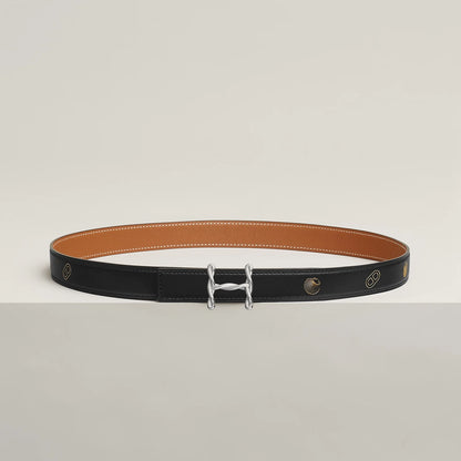 H TORSADE BELT BUCKLE & REVERSIBLE LEATHER STRAP 24 MM