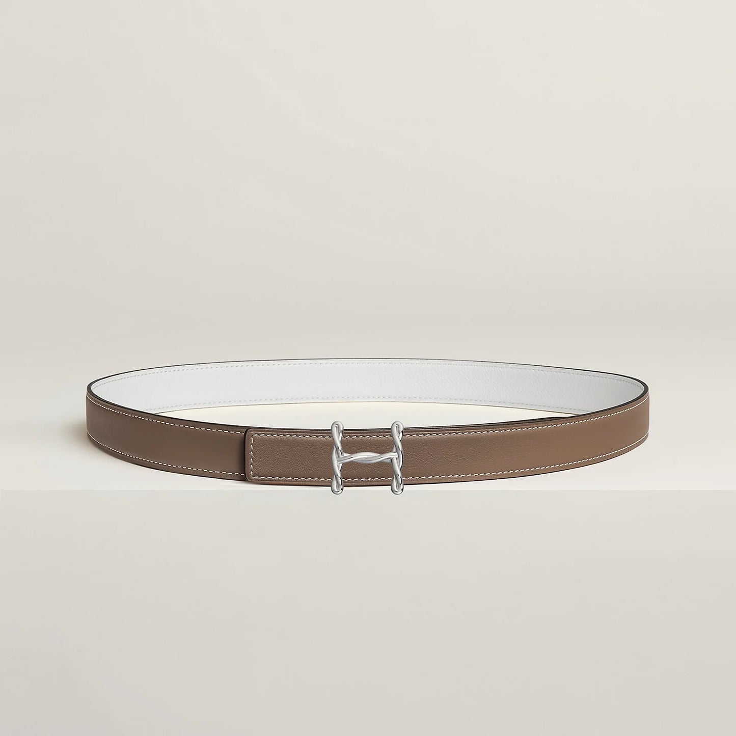 H TORSADE BELT BUCKLE & REVERSIBLE LEATHER STRAP 24 MM