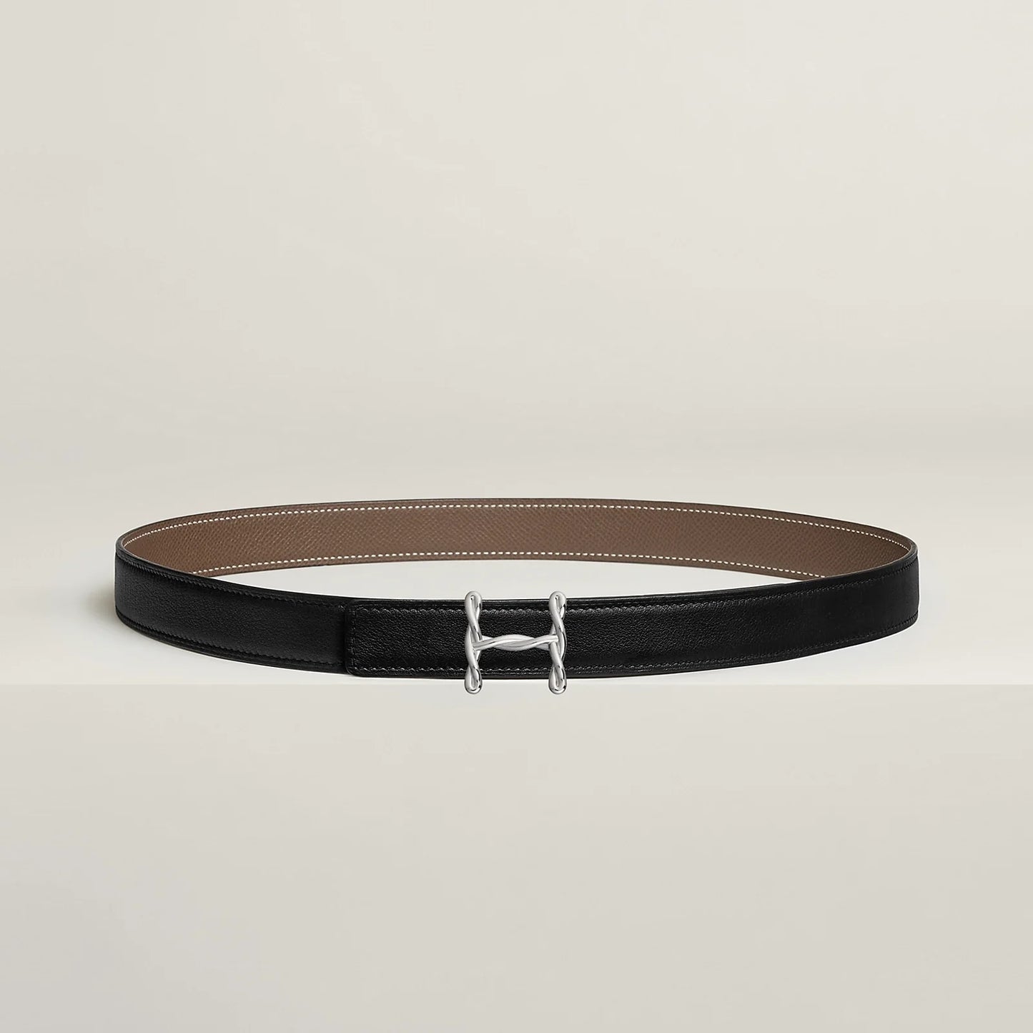 H TORSADE BELT BUCKLE & REVERSIBLE LEATHER STRAP 24 MM