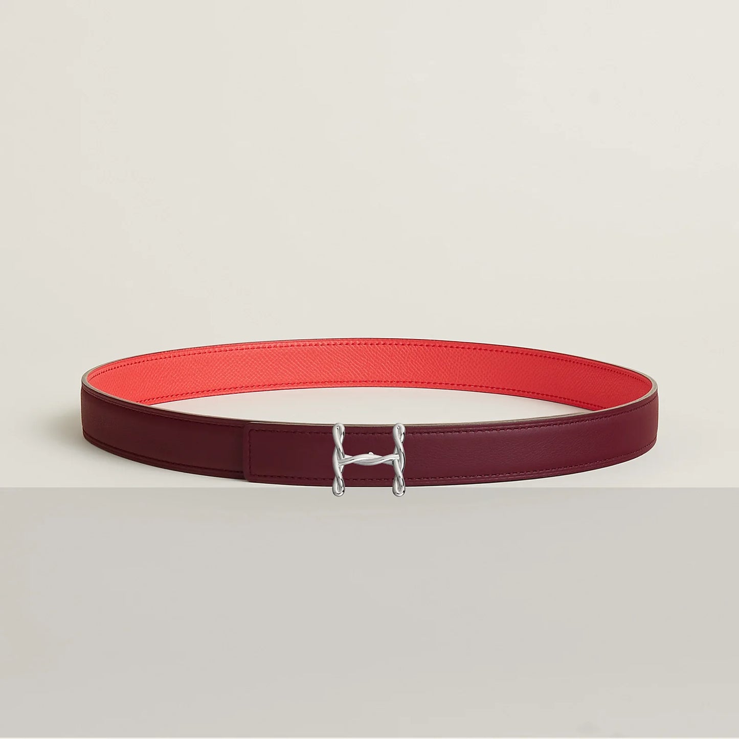 H TORSADE BELT BUCKLE & REVERSIBLE LEATHER STRAP 24 MM