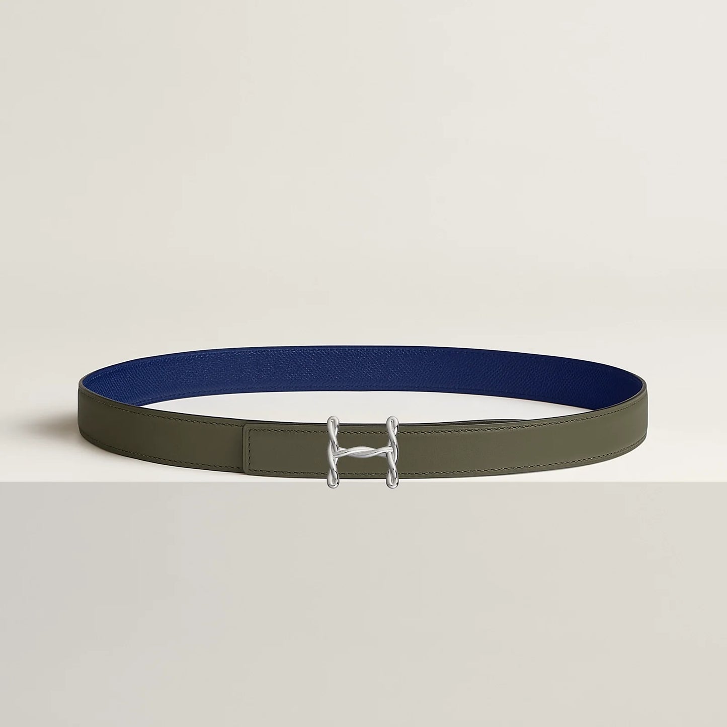 H TORSADE BELT BUCKLE & REVERSIBLE LEATHER STRAP 24 MM