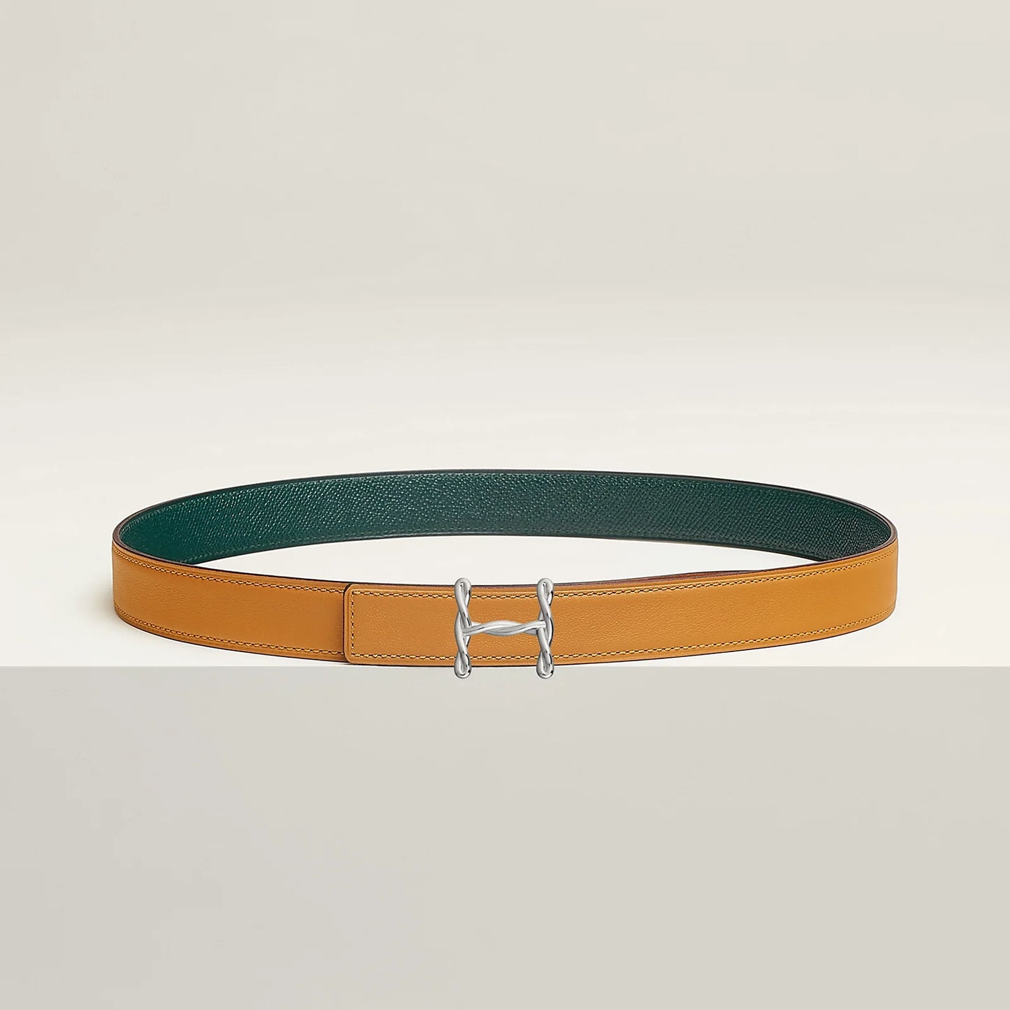 H TORSADE BELT BUCKLE & REVERSIBLE LEATHER STRAP 24 MM