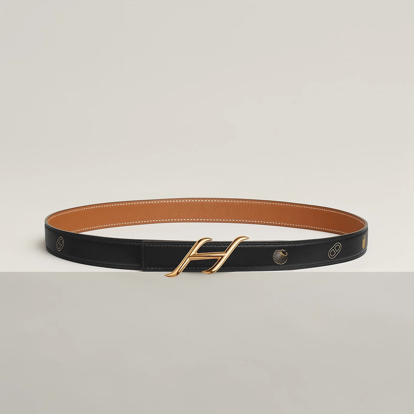 HDN BELT BUCKLE & REVERSIBLE LEATHER STRAP 24 MM