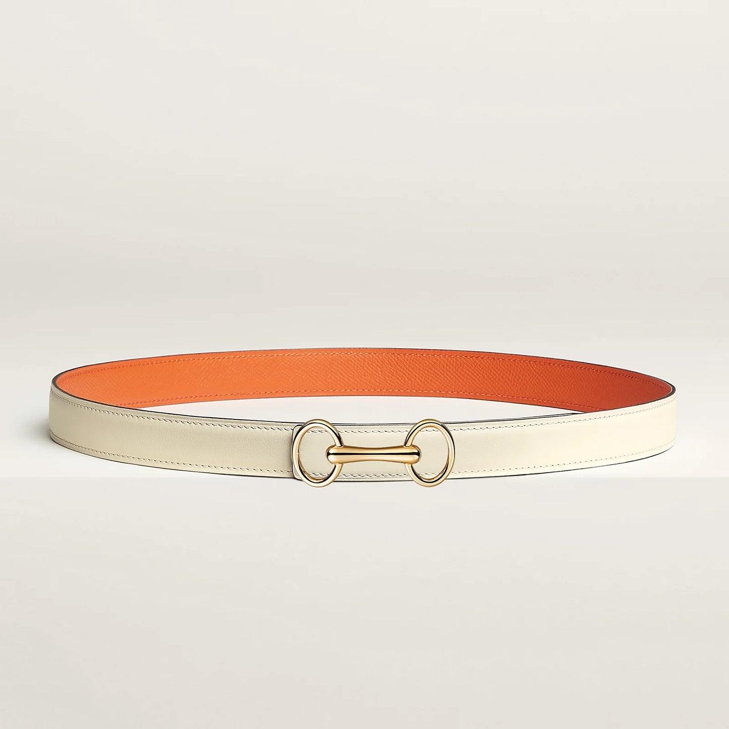 NOIR / GOLD - HAVANE / MAUVE PÂLE  HERITAGE BELT BUCKLE & HERMÈS SUR MER REVERSIBLE LEATHER STRAP 24 MM