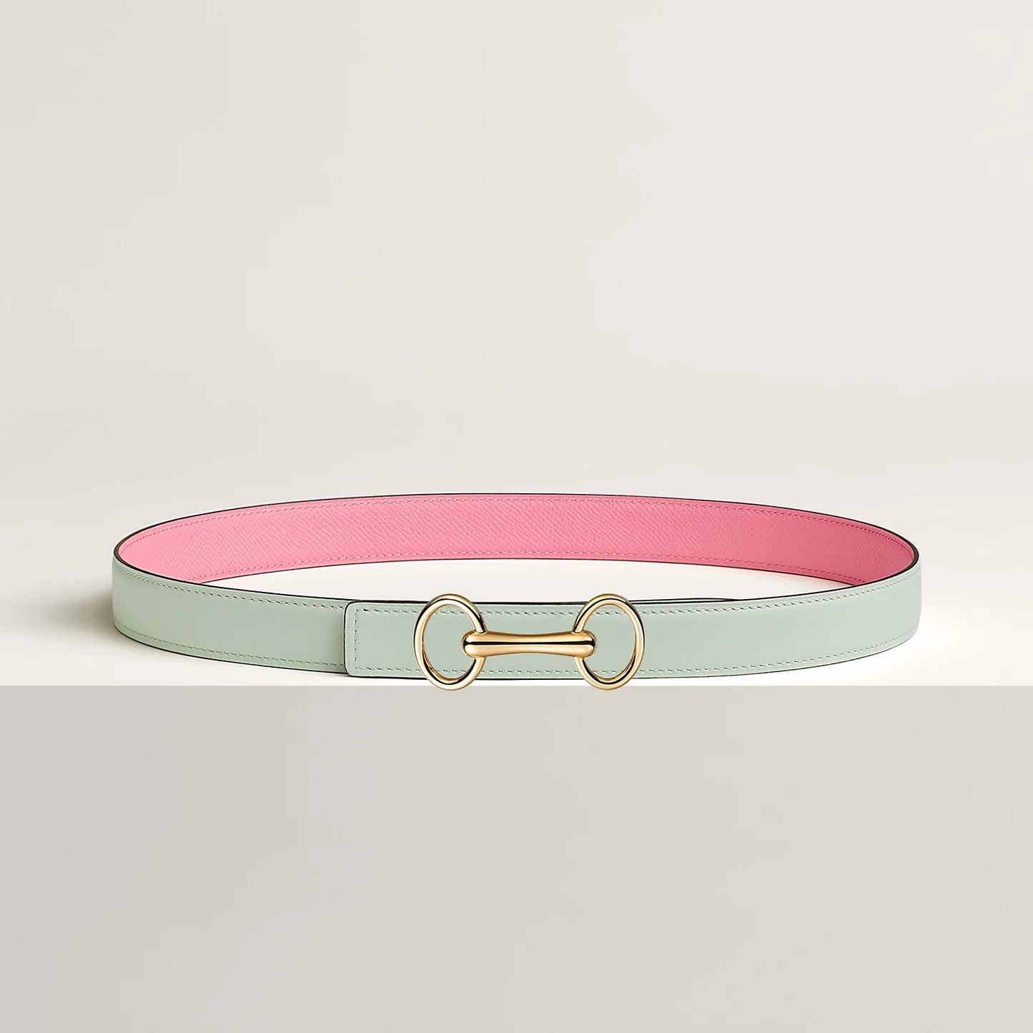 NATUREL SABLE / ORANGE FIELD-SÉSAME / VERT CYPRÈS  HERITAGE BELT BUCKLE & REVERSIBLE LEATHER STRAP 24 MM