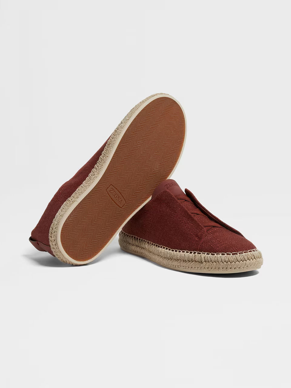 Red - Grey Mélange ZEGNA Linen and Leather Triple Stitch™ Espadrilles