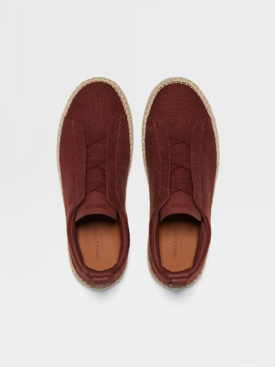 Red - Grey Mélange ZEGNA Linen and Leather Triple Stitch™ Espadrilles