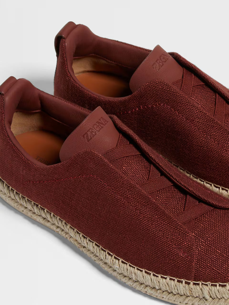 Red - Grey Mélange ZEGNA Linen and Leather Triple Stitch™ Espadrilles