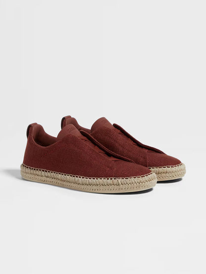 Red - Grey Mélange ZEGNA Linen and Leather Triple Stitch™ Espadrilles