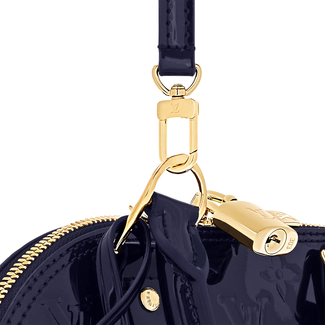 Alma BB Patent Leather Sapphire Blue Top Handle Bag