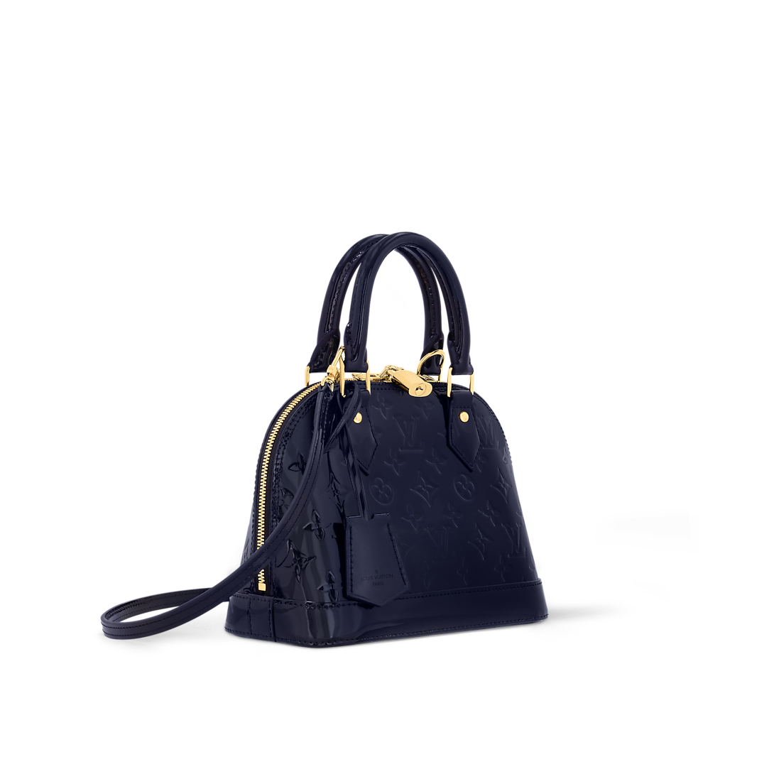 Alma BB Patent Leather Sapphire Blue Top Handle Bag