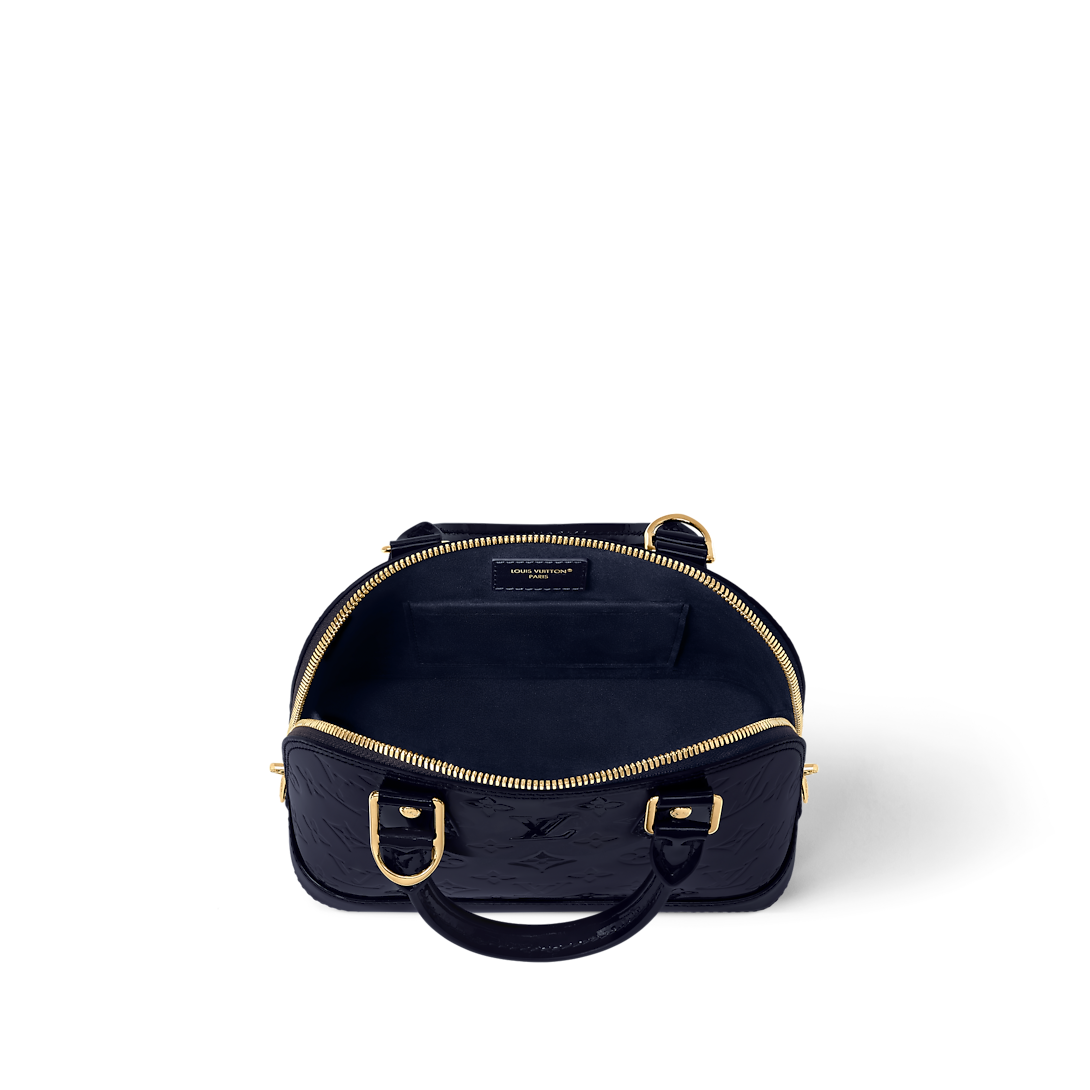Alma BB Patent Leather Sapphire Blue Top Handle Bag