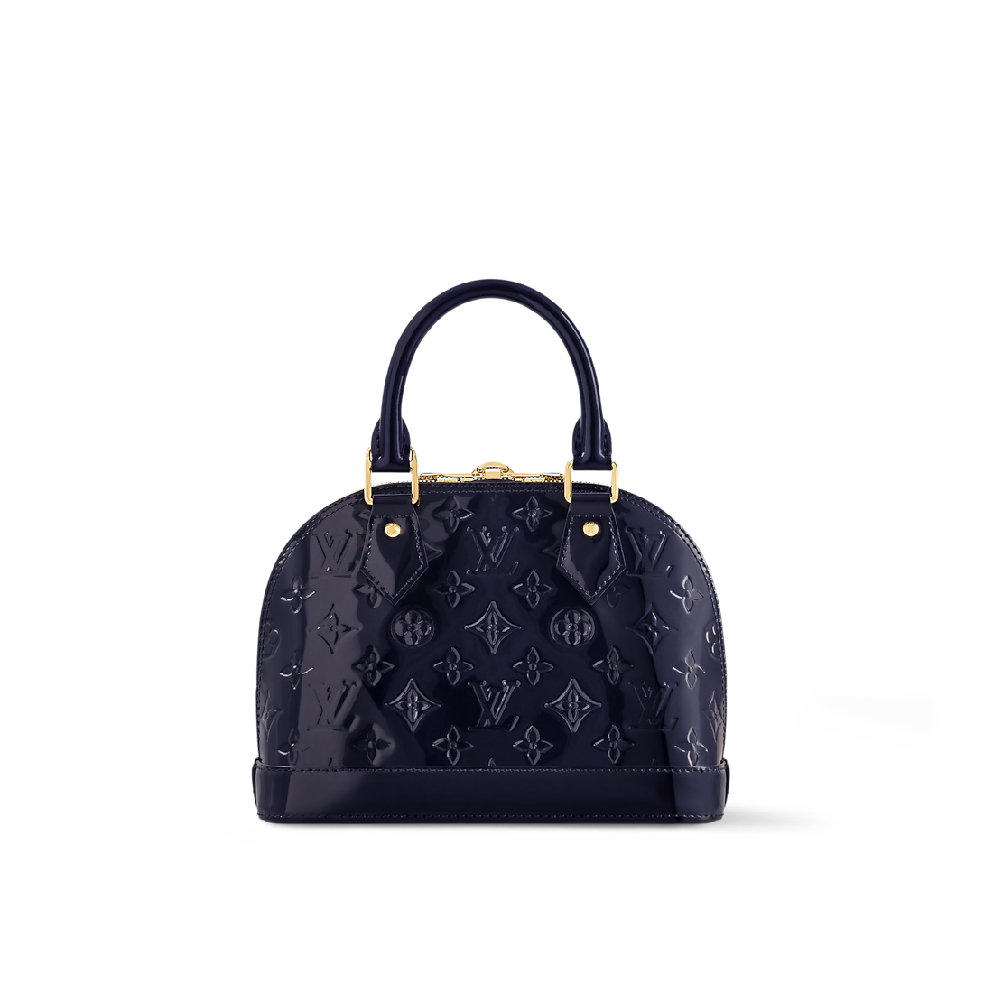 Alma BB Patent Leather Sapphire Blue Top Handle Bag