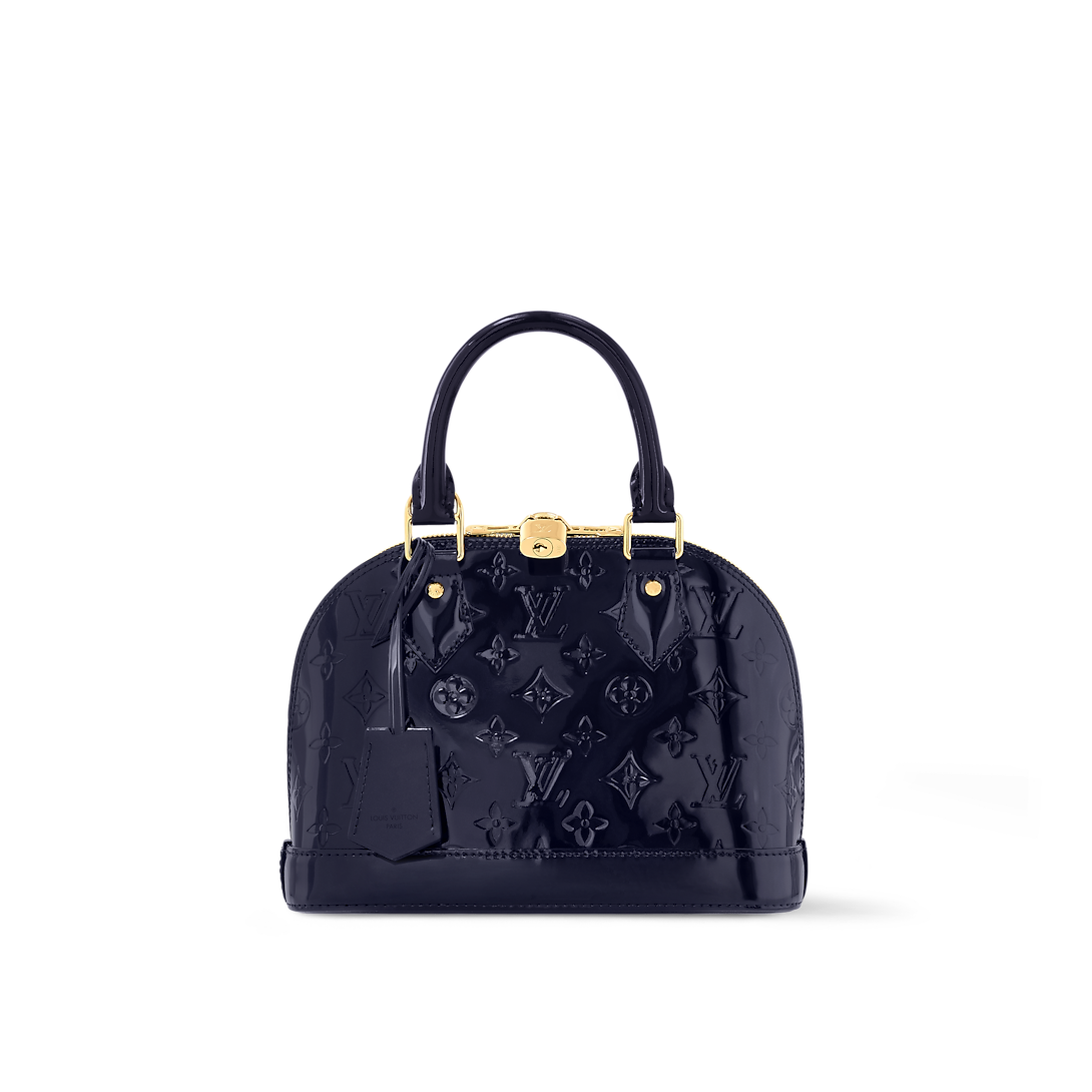 Alma BB Patent Leather Sapphire Blue Top Handle Bag