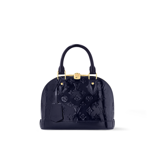 Alma BB Patent Leather Sapphire Blue Top Handle Bag
