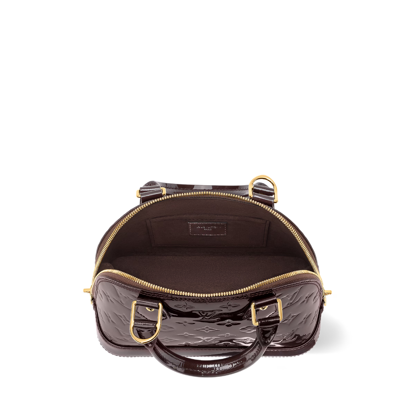 Alma BB Varnished Cowhide Leather Datewood Top Handle Bag