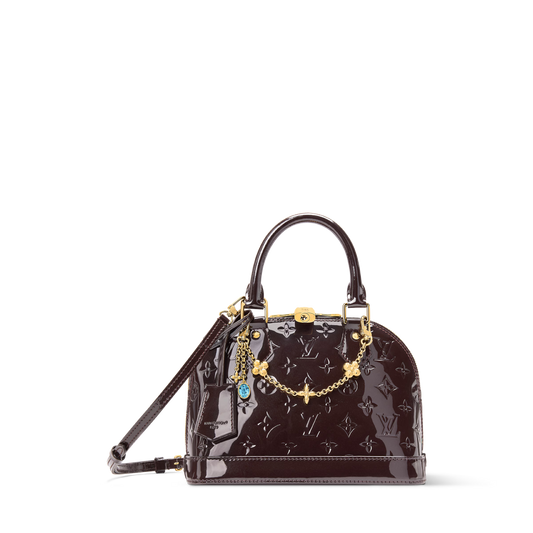 Alma BB Varnished Cowhide Leather Datewood Top Handle Bag