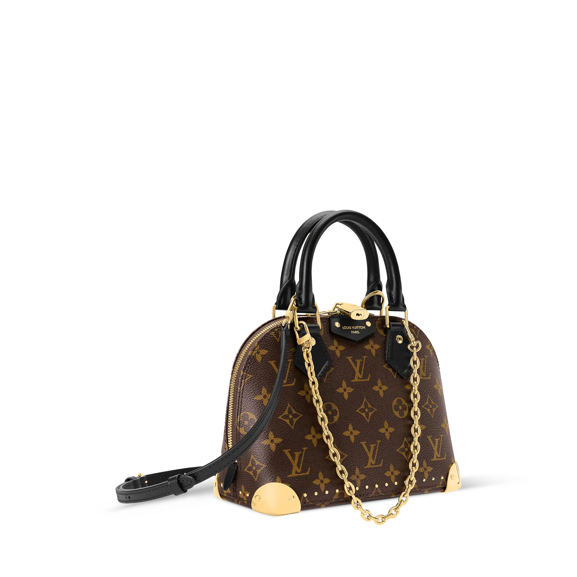 Alma Trunk BB Monogram Canvas Black Leather Satchel