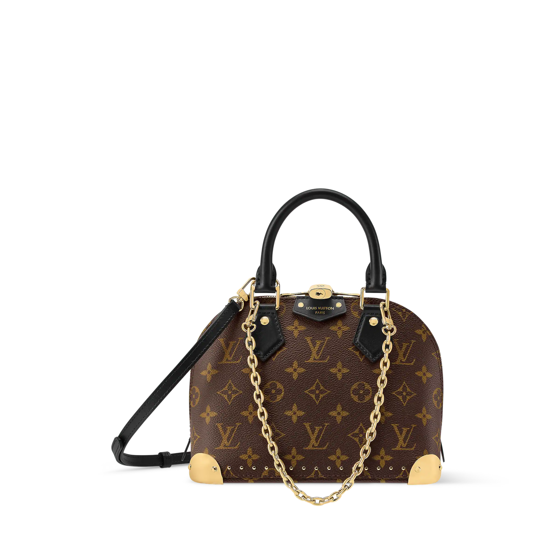 Alma Trunk BB Monogram Canvas Black Leather Satchel