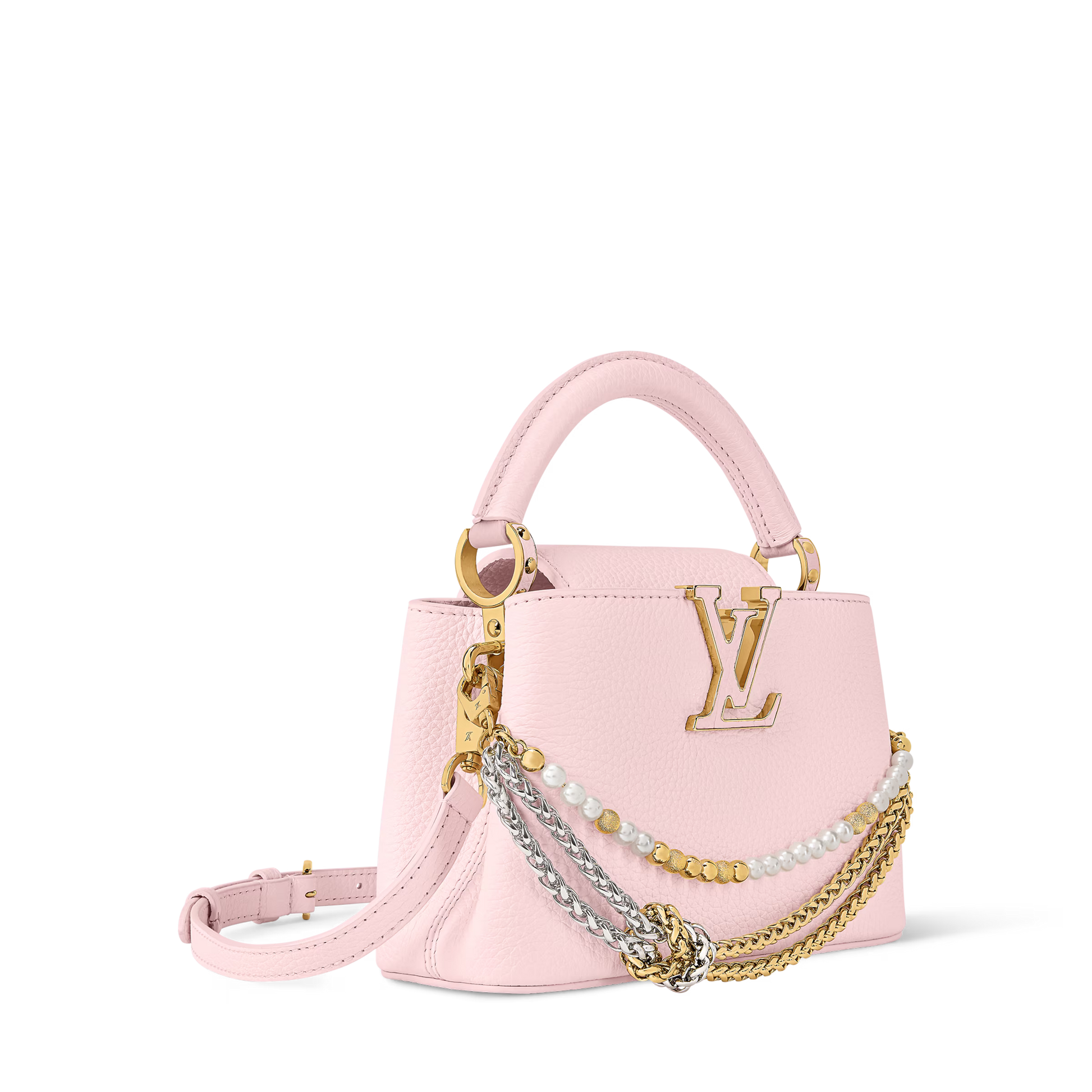 Capucines Mini Grained Leather Black Top Handle Bag