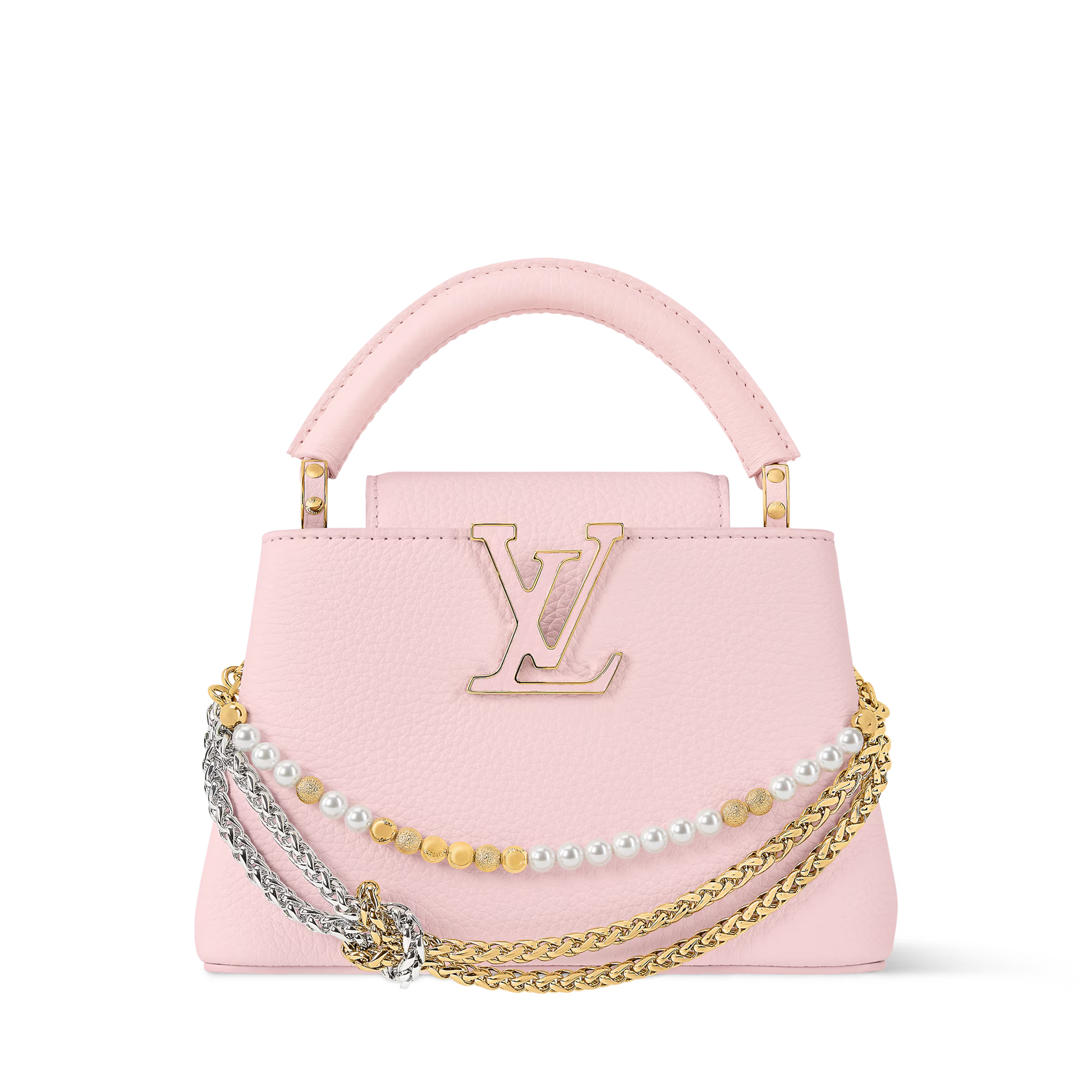 Capucines Mini Grained Leather Black Top Handle Bag
