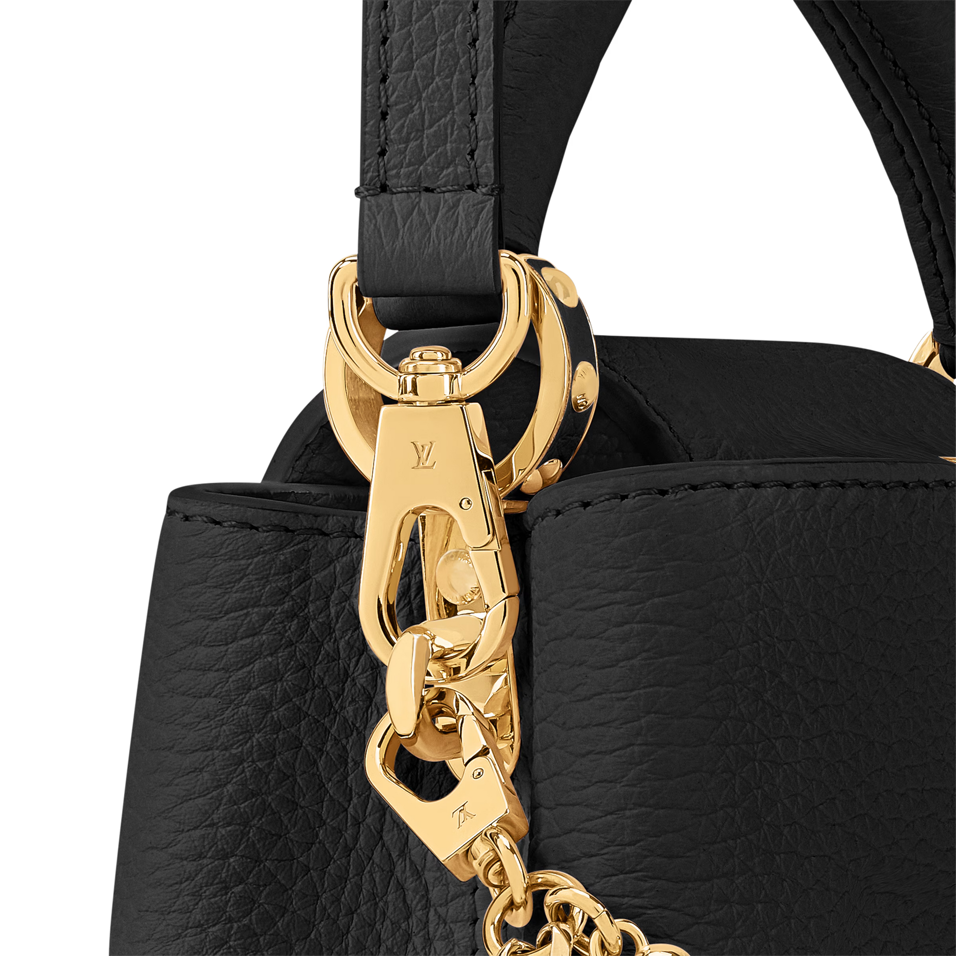 Capucines Mini Grained Leather Black Top Handle Bag