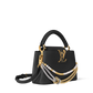 Capucines Mini Grained Leather Black Top Handle Bag