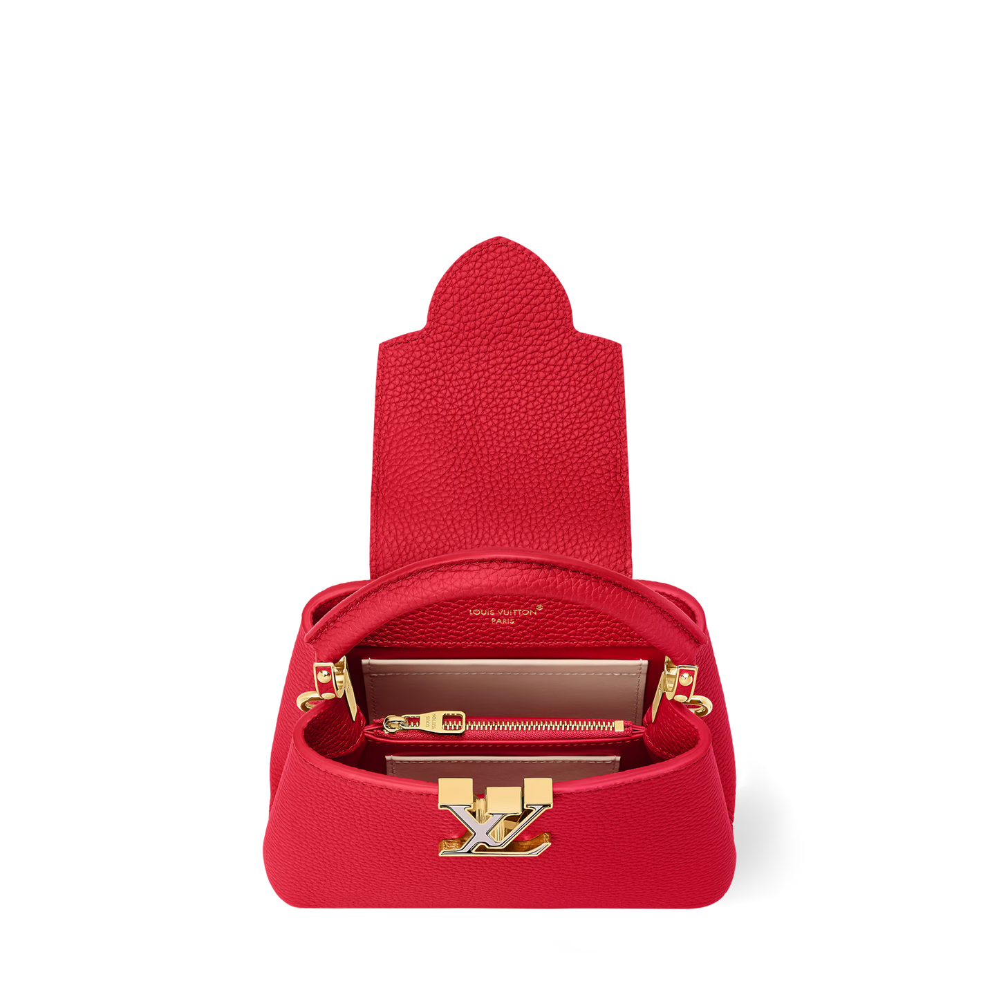 Capucines Mini Grained Leather Black Top Handle Bag