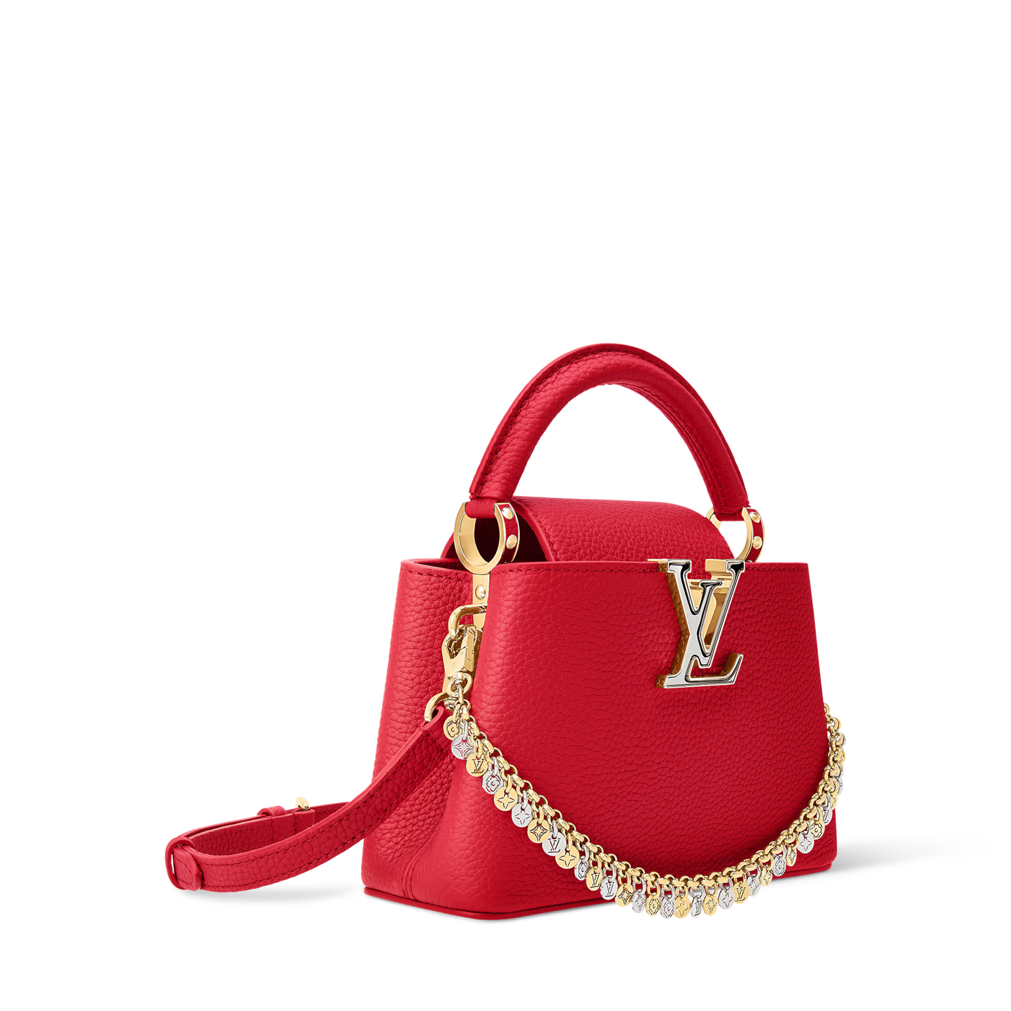 Capucines Mini Grained Leather Black Top Handle Bag