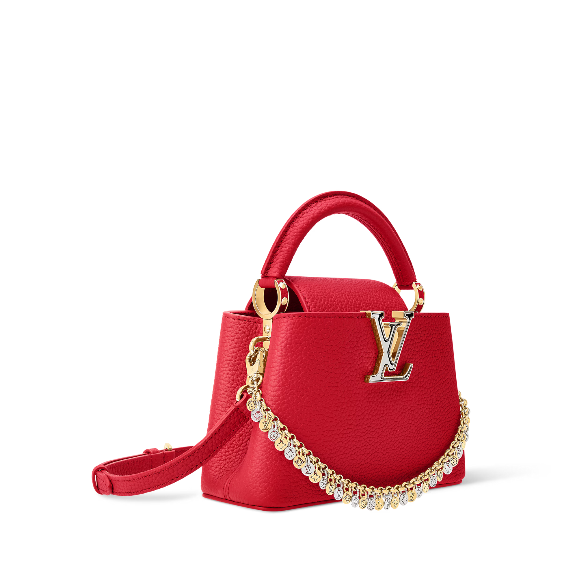 Capucines Mini Grained Leather Black Top Handle Bag