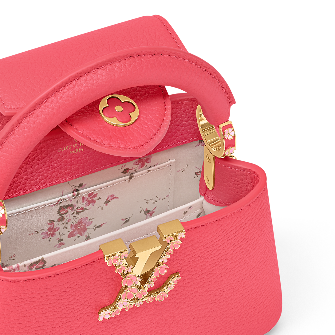 Capucines Mini Taurillon Leather Pink Sky Top Handle Bag