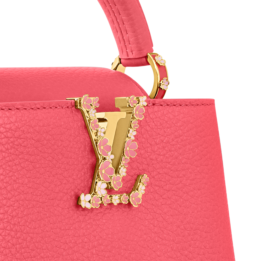 Capucines Mini Taurillon Leather Pink Sky Top Handle Bag