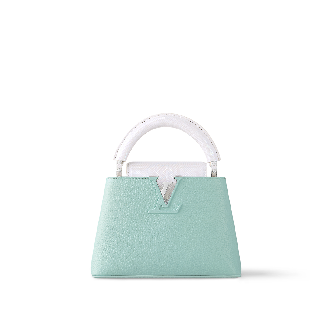 Capucines Mini Calfskin Leather Opaline Green Top Handle Bag