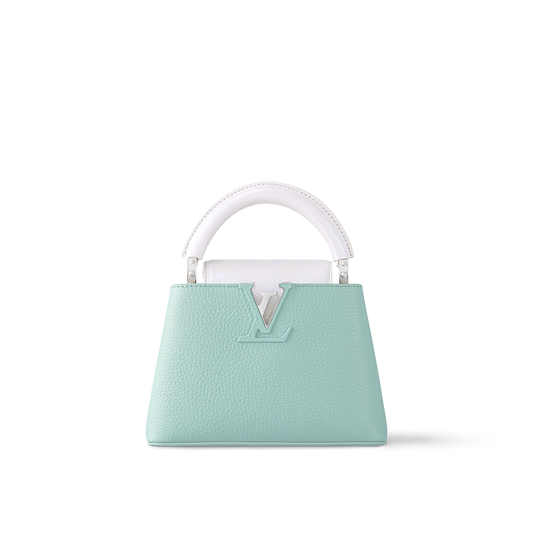 Capucines Mini Calfskin Leather Opaline Green Top Handle Bag
