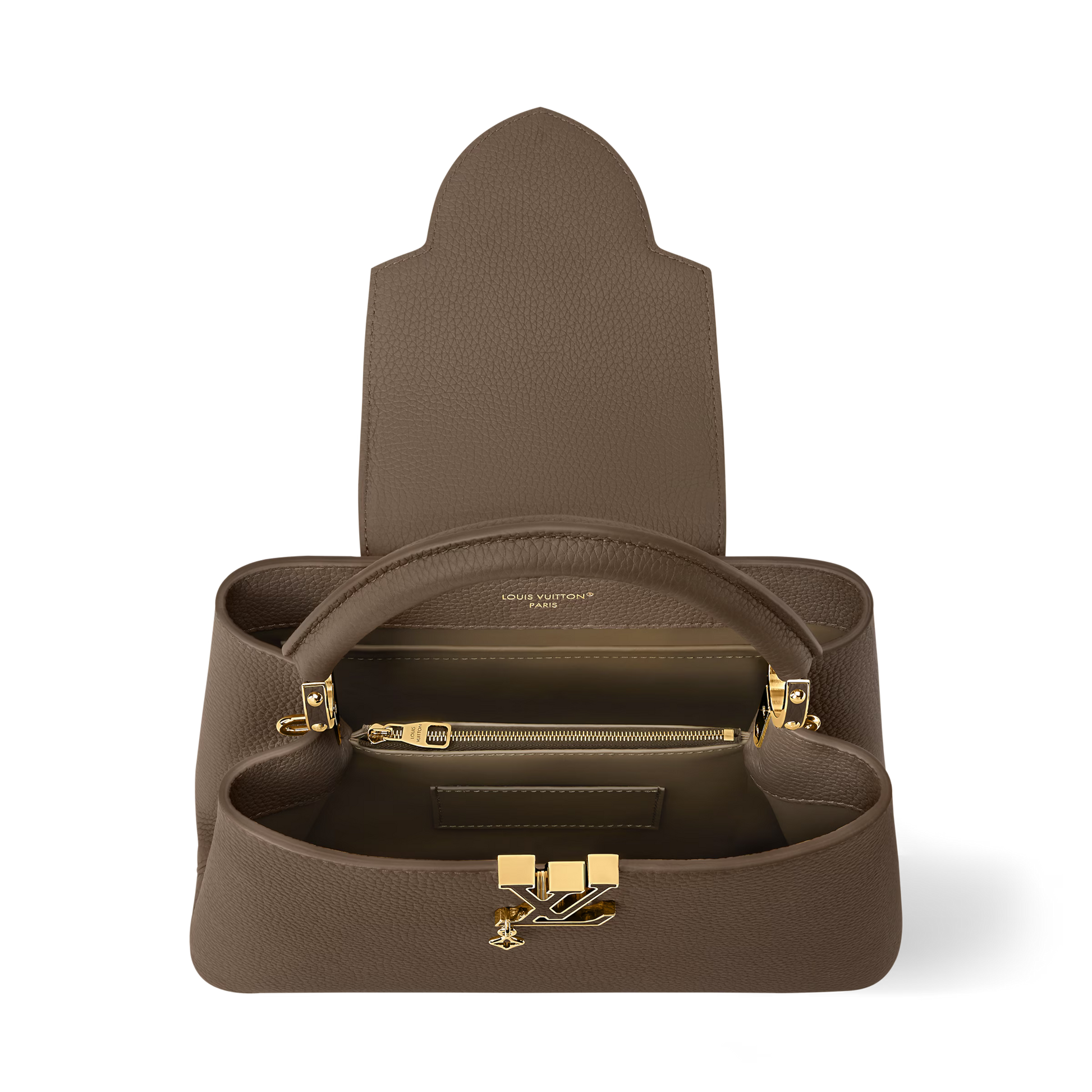 Capucines Mini Grained Leather Black Top Handle Bag