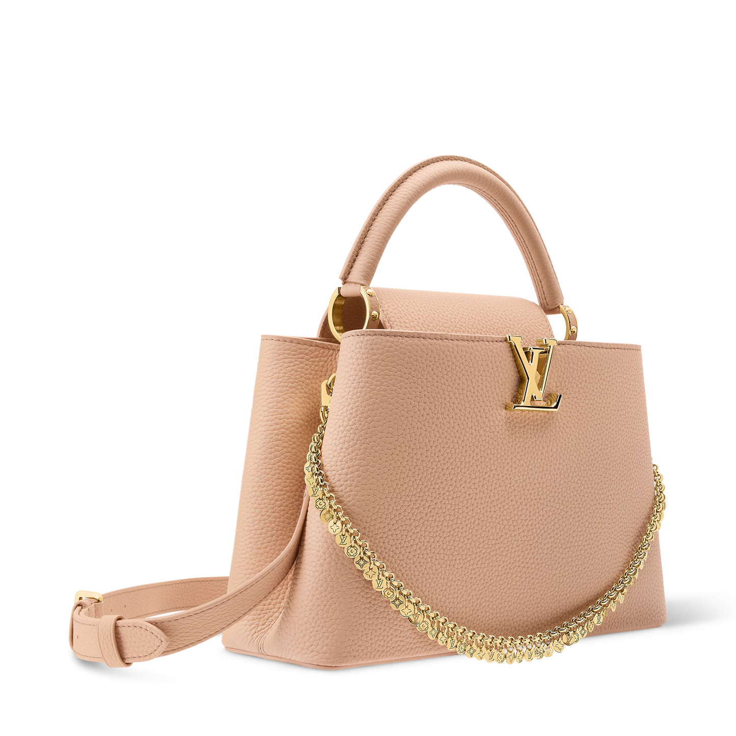 Capucines Mini Grained Leather Black Top Handle Bag