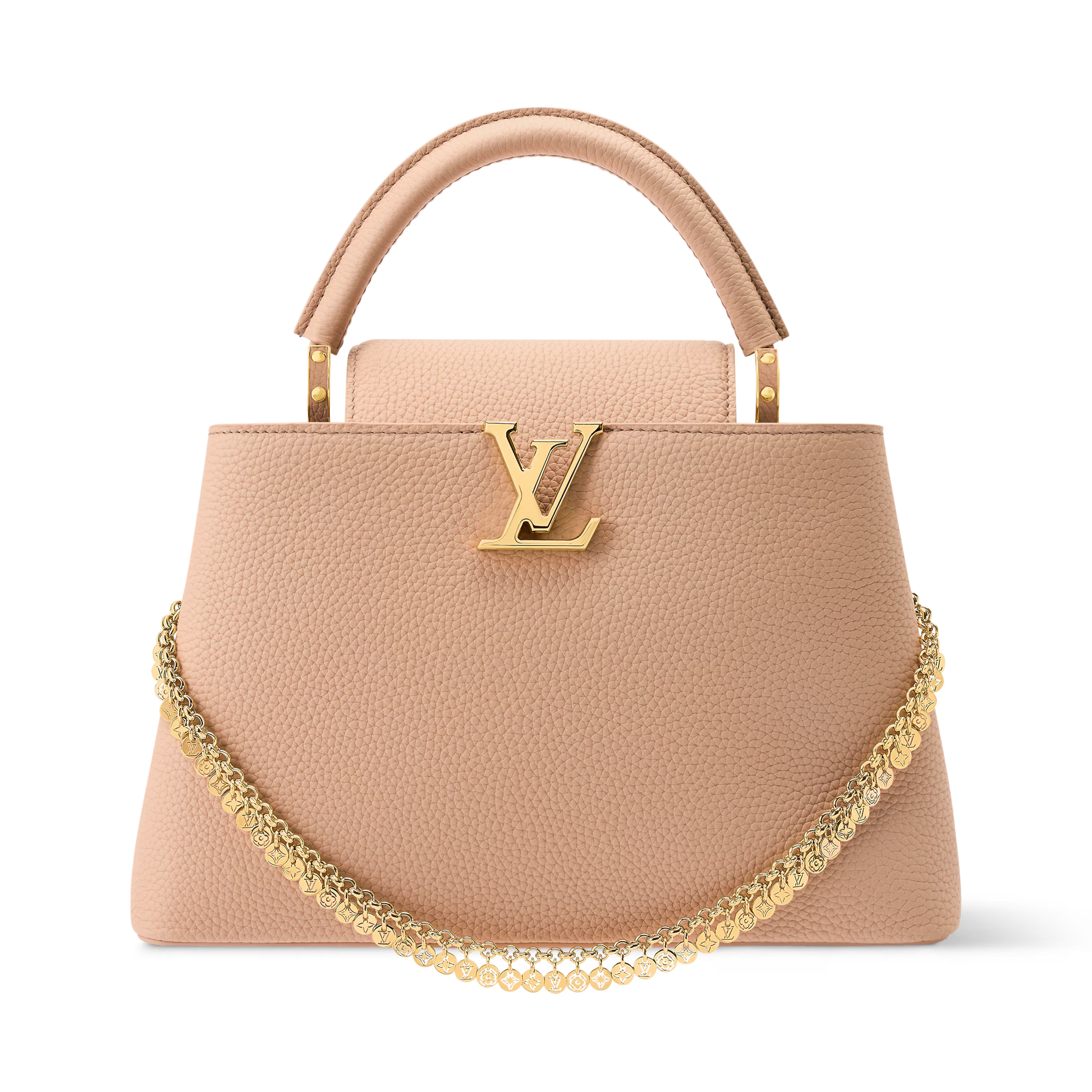 Capucines Mini Grained Leather Black Top Handle Bag