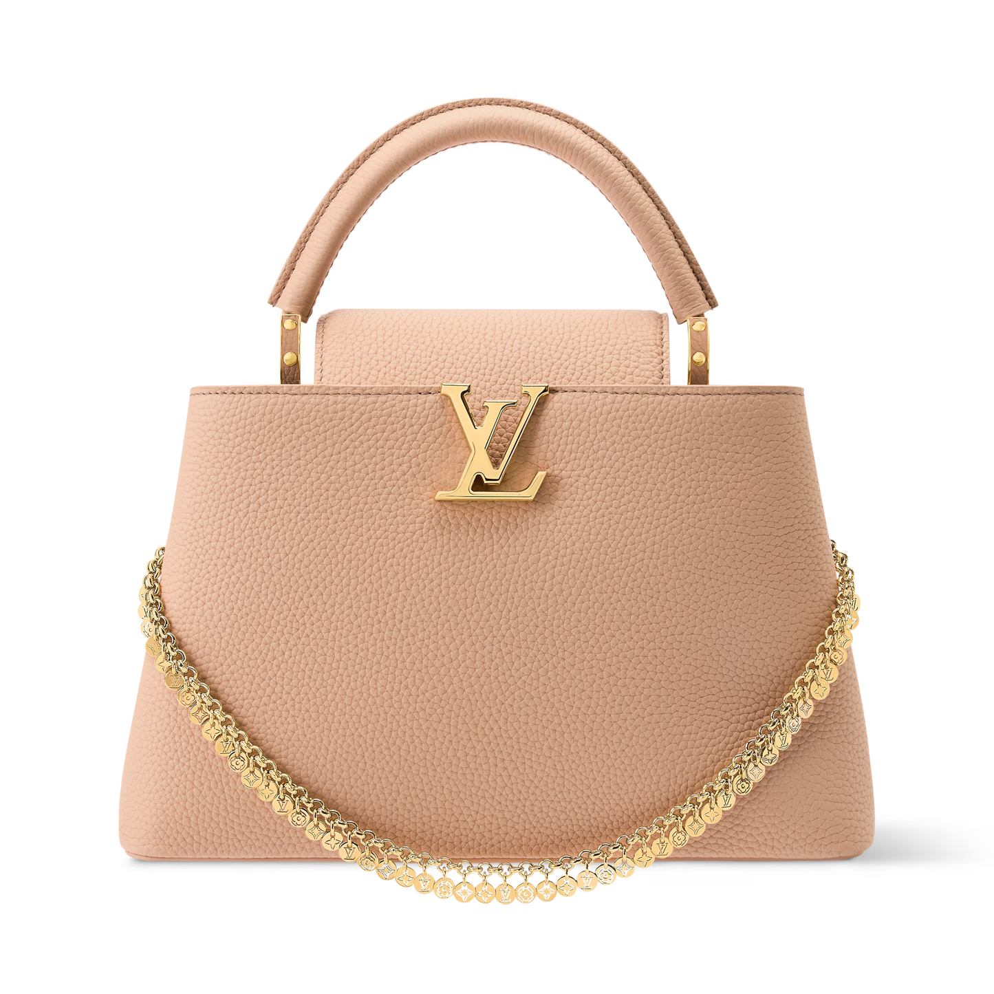 Capucines Mini Grained Leather Black Top Handle Bag