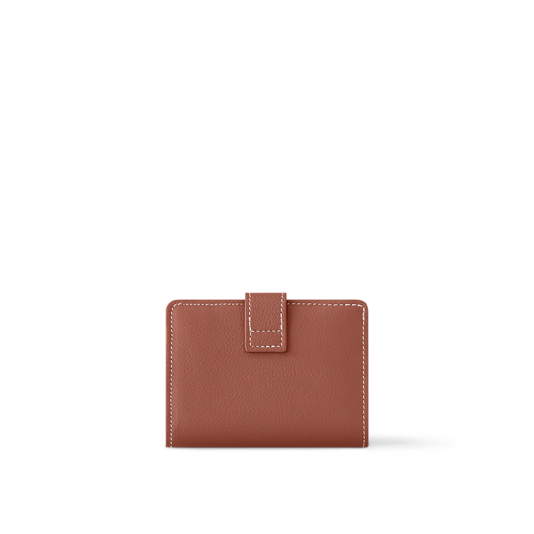 Low Key Compact Smooth Calfskin Cognac Wallet