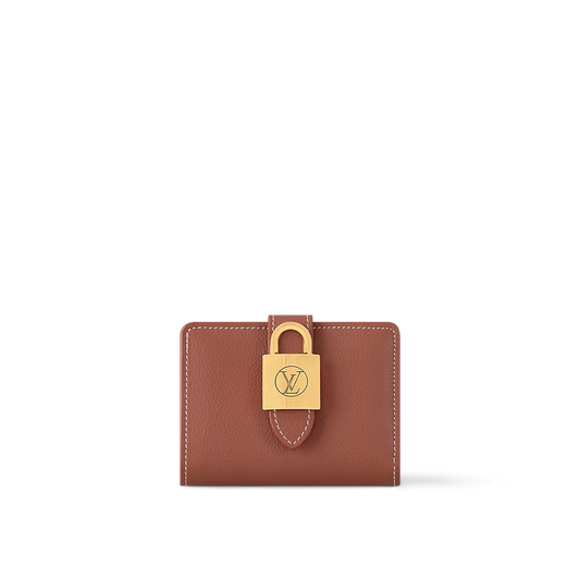Low Key Compact Smooth Calfskin Cognac Wallet