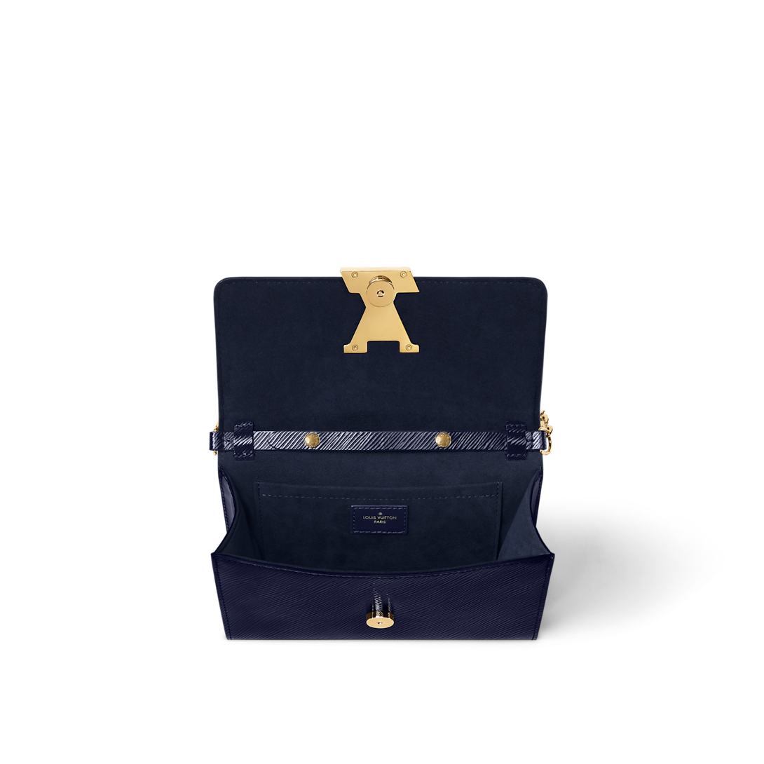 Pochette Louise Epi Leather Sapphire Blue Top Handle Bag