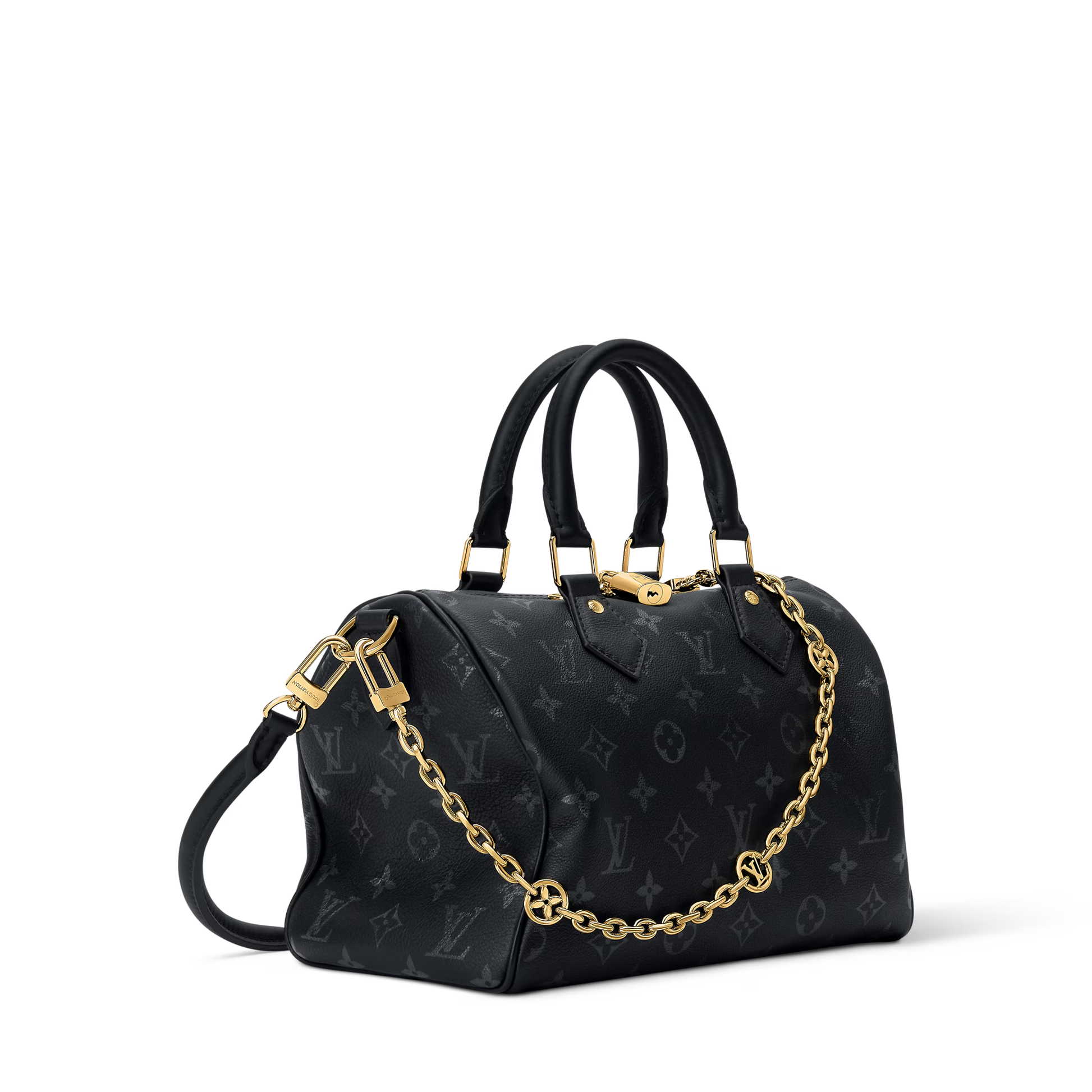 Speedy Bandoulière 25 Calfskin Leather Black Top Handle Bag