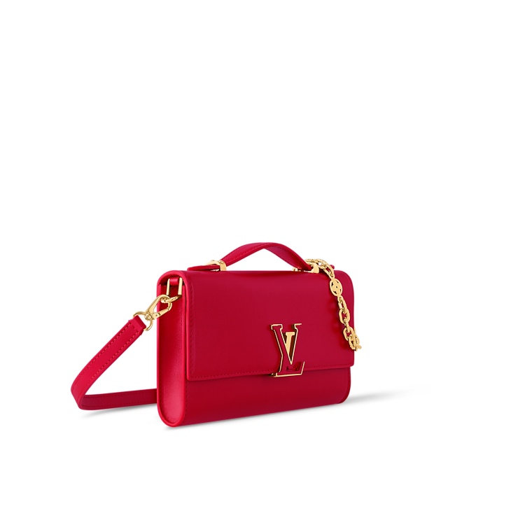 Wallet On Chain Capucines Smooth Leather Lipstick Red Crossbody Bag