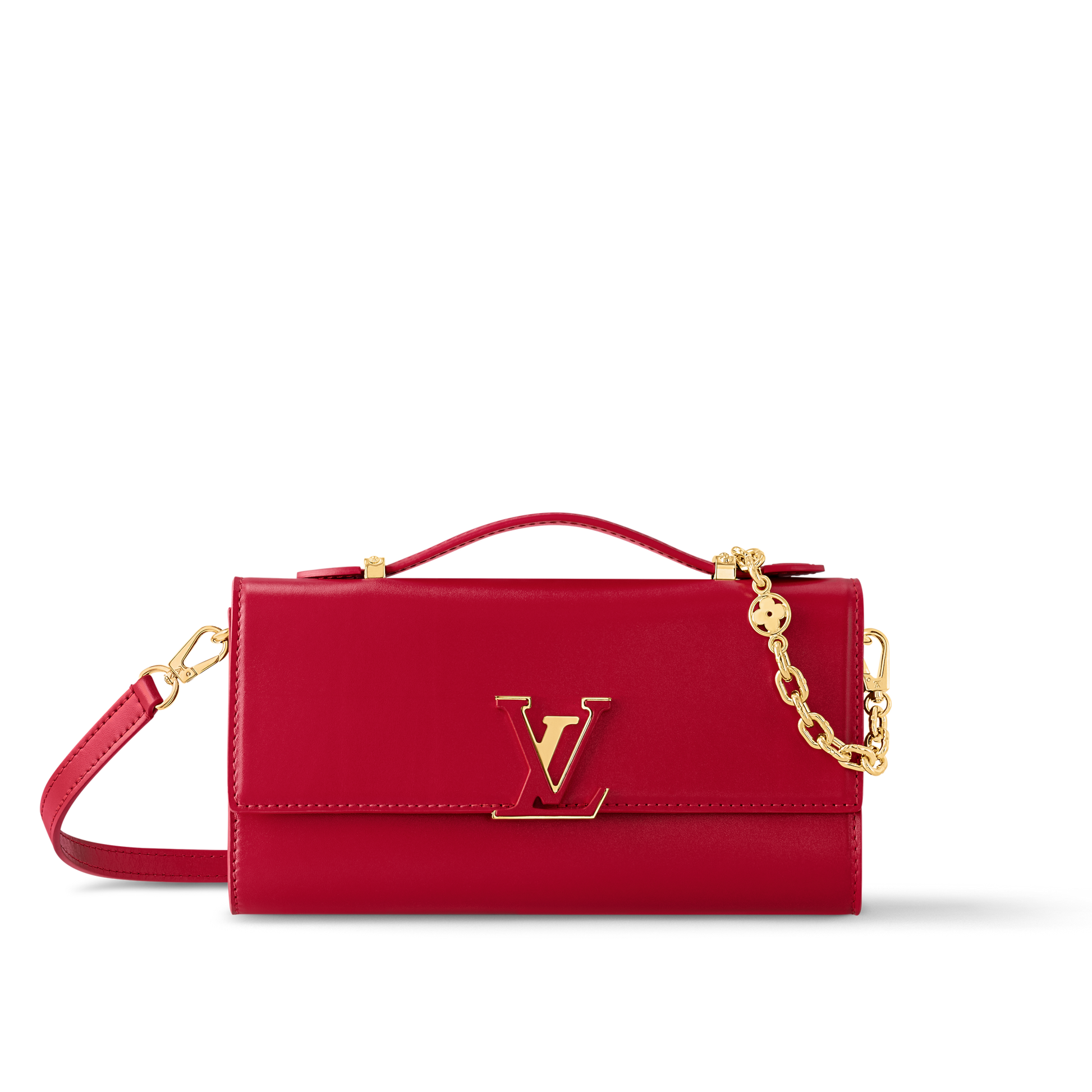 Wallet On Chain Capucines Smooth Leather Lipstick Red Crossbody Bag