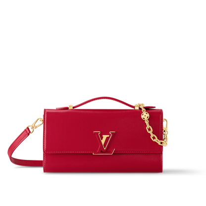 Wallet On Chain Capucines Smooth Leather Lipstick Red Crossbody Bag