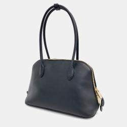 Miu Miu Black Leather Logo Embossed Top Handle Bag