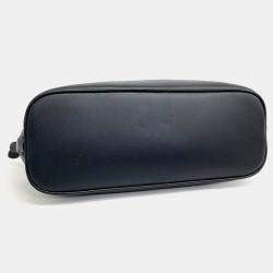 Miu Miu Black Leather Logo Embossed Top Handle Bag