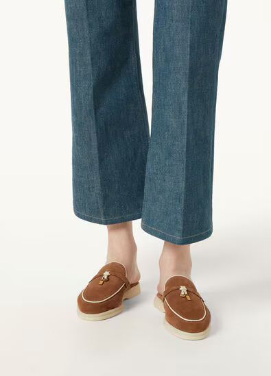 Ribbon Green - Charms Walk Babouche Loafer  Suede